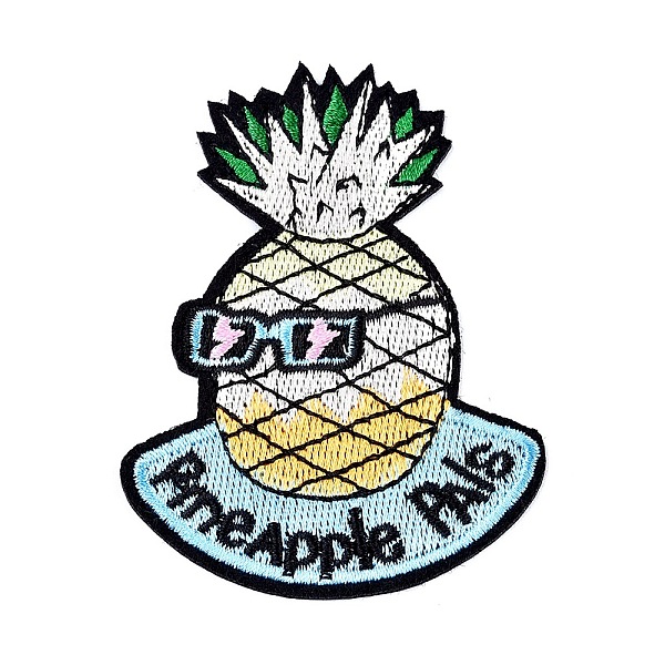 PandaHall Computerized Embroidery Cloth Sew on Patches, Costume Accessories, Pineapple, Mixed Color, 78x56x1.3mm Cloth Multicolor