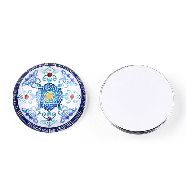 

PandaHall Glass Cabochons, Half Round with Kaleidoscope Pattern, Colorful, 25x7.5mm Glass Half Round Multicolor