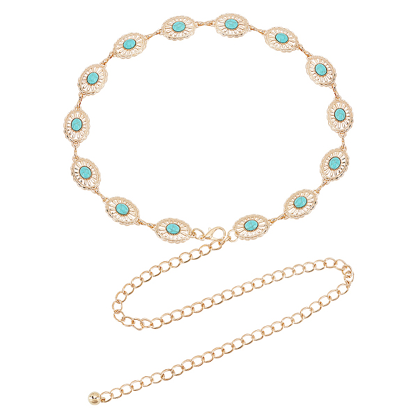 

PandaHall Synthetic Turquoise Oval Link Chain Waist Belts, Alloy Chain Belt for Shirt Skirt Dress Overcoat, Golden, 24-7/8 inch(63.2cm)...