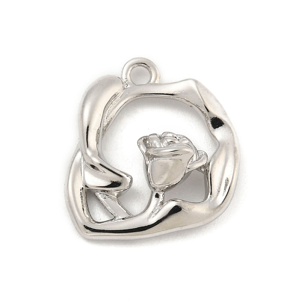 

PandaHall Brass Pendants, Rose, Platinum, 14x13.5x4.5mm, Hole: 1.2mm Brass Flower