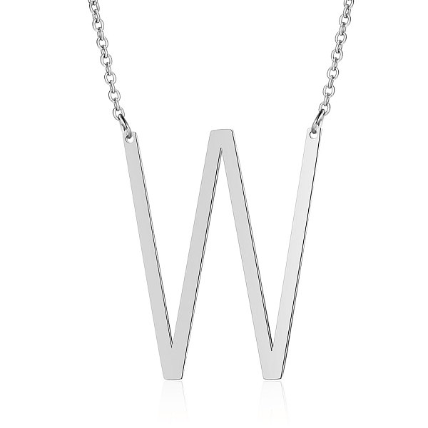 

PandaHall 201 Stainless Steel Initial Pendants Necklaces, with Cable Chains, Letter, Letter.W, 17.3~18.3 inch(44~46.5cm)x1.5mm, LetterW...