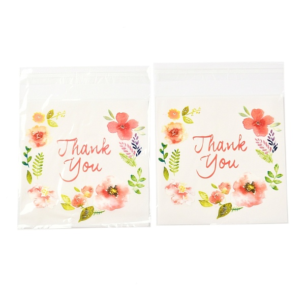 

PandaHall Rectangle OPP Self-Adhesive Bags, with Word Thank You and Flower Pattern, for Baking Packing Bags, Colorful, 14x10x0.02cm...