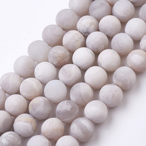 

PandaHall Natural White Agate Bead Strands, Frosted, Round, 10~10.5mm, Hole: 1mm, about 37pcs/strand, 14.7 inch(37.5cm) Crazy Agate Round