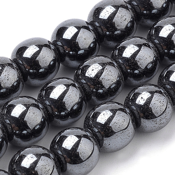 PandaHall Non-magnetic Synthetic Hematite Beads Strands, Round, 6mm, Hole: 1mm, about 70pcs/strand, 15.7 inch Non-magnetic Hematite Round