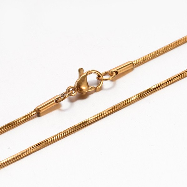 

PandaHall 304 Stainless Steel Snake Chain Necklaces, with Lobster Claw Clasp, Golden, 17.7 inch(45cm), 0.9mm 304 Stainless Steel