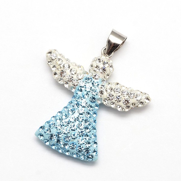 

PandaHall Mixed Style 925 Sterling Silver Polymer Clay Austrian Crystal Pendants, Angel, Mixed Color, 28x27x5.5mm, Hole: 4x5mm Polymer..., Multicolor