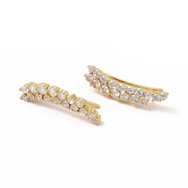 

PandaHall Brass Micro Pave Cubic Zirconia Stud Crawler Earrings, Climber Earrings for Women, Lead Free & Cadmium Free, Real 18K Gold Plated...