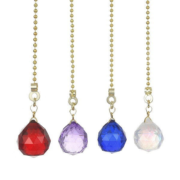 

PandaHall Glass Teardrop Shape Ceiling Fan Pull Chain Extenders, with Iron Chain, Mixed Color, 352mm, 4pcs/set Glass Teardrop Multicolor