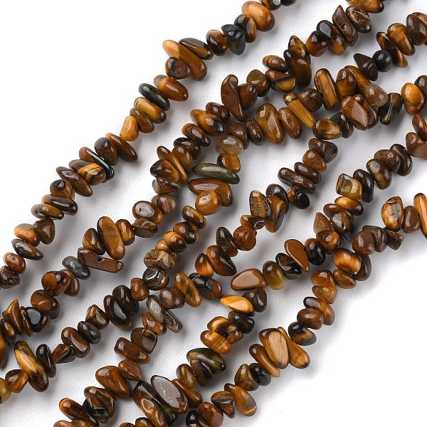 

PandaHall Natural Tiger Eye Beads Strands, Chip, 1.5~4.5x3~13x2.5~8mm, Hole: 0.6mm, 30.94~31.97 inch(78.6~81.2cm) Tiger Eye Chip