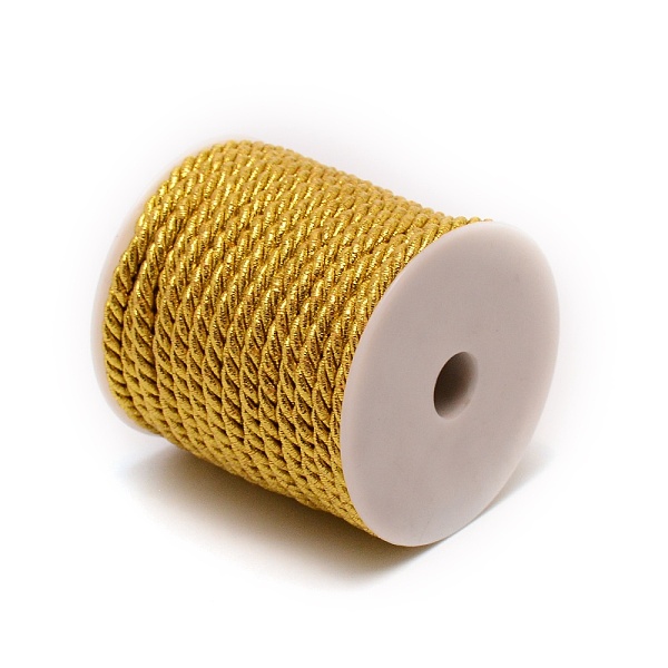

PandaHall 3 Strands Gold With Cotton Braided Rope, Twisted Rope, Gold, 6mm, about 19.69 Yards(18m)/Roll Cotton Gold