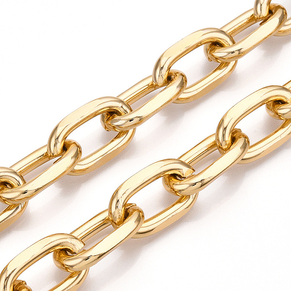 

PandaHall Aluminum Faceted Cable Chain, Diamond Cut Oval Link Chains, Unwelded, Light Gold, 21x12.5x3.5mm Aluminum