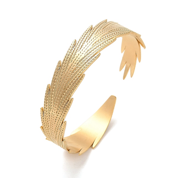 

PandaHall 304 Stainless Steel Feather Cuff Bangles, Golden, Inner Diameter: 2-1/8 inch(5.3cm) 304 Stainless Steel Feather