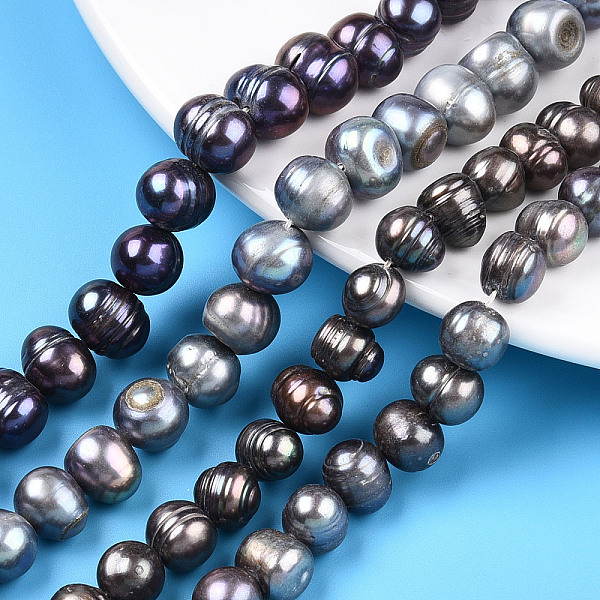 

PandaHall Natural Cultured Freshwater Pearl Beads Strands, Dyed, Round, Camel, 7.5~10x6~12mm, Hole: 0.6mm, about 43~48pcs/strand..., Brown
