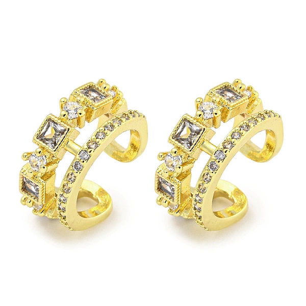 

PandaHall Brass Micro Pave Cubic Zirconia Cuff Earrings, for Women, Real 18K Gold Plated, 15.5x6.5mm Brass Clear