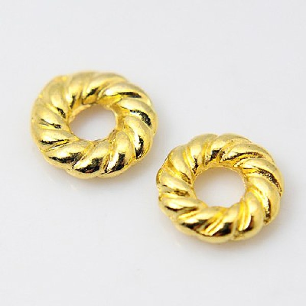 

PandaHall Tibetan Style Alloy Spacer Beads, Golden, Lead Free & Cadmium Free, 8x2mm, Hole: 3mm Alloy Donut