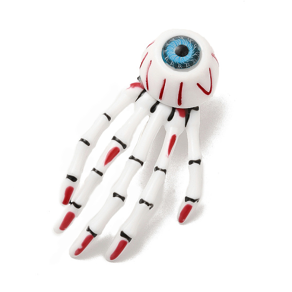 

PandaHall Halloween Theme Plastic Alligator Hair Clips for Woman Girl, with Iron Finding, Skeleton Hand with Eye Shape, Red, 73x41x28.5mm...