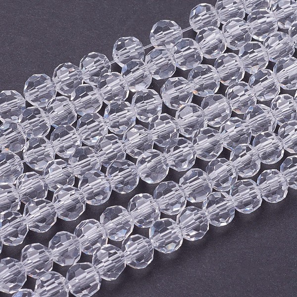 

PandaHall Glass Beads Strands, Faceted(32 Facets), Round, Clear, 6mm, Hole: 1.2mm, about 88~91pcs/strand, 19.49 inch~20.08 inch(49.5~51cm)...