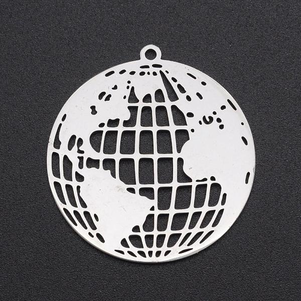 

PandaHall 201 Stainless Steel Pendants, Laser Cut, The Earth, Stainless Steel Color, 32.5x30.5x1mm, Hole: 1.6mm 201 Stainless Steel Others