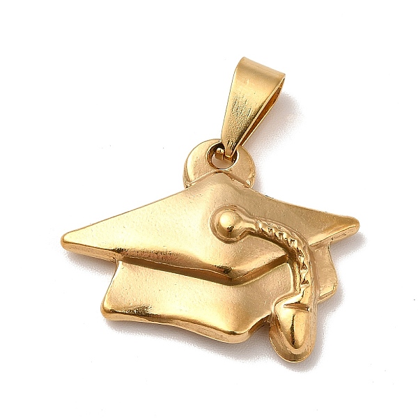 

PandaHall Vacuum Plating 201 Stainless Steel Pendants, Trencher Cap, Golden, 20x25x4.5mm, Hole: 7x3mm 201 Stainless Steel Hat