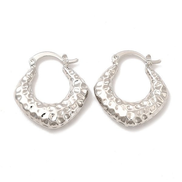 

PandaHall Rack Plating Brass Rhombus Hoop Earrings for Women, Lead Free & Cadmium Free, Platinum, 27.5x25x6.5mm, Pin: 1mm Brass Rhombus