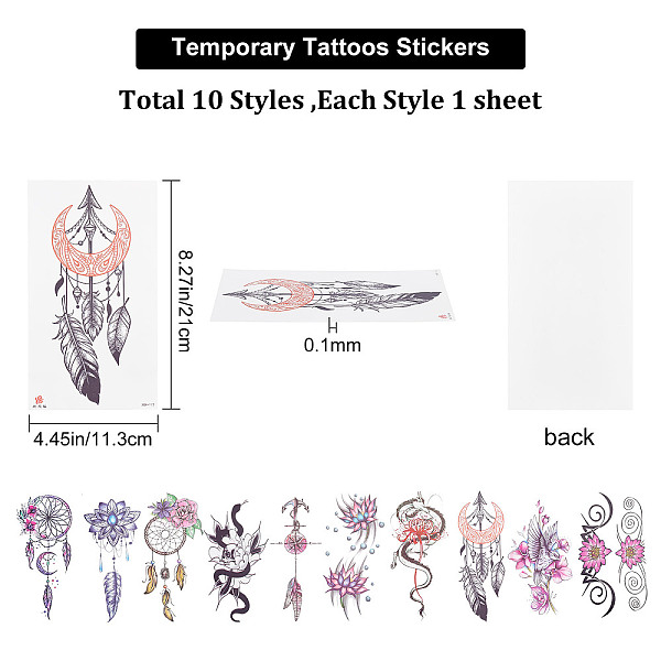

PandaHall CRASPIRE 10 Sheets Temporary Tattoos Large Flower Fake Temporary Tattoo Stickers Waterproof Arm Makeup Floral Blossom Tattoos...