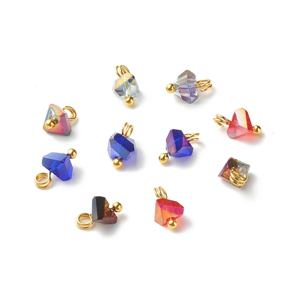 

PandaHall Electroplate Glass Charms, with Brass Ball Head Pins, Triangle, FireBrick, 8x6x4.5mm, Hole: 1.8mm Glass Triangle Red