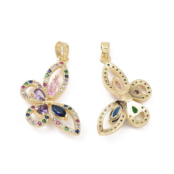 

PandaHall Brass Micro Pave Colorful Cubic Zirconia Pendants, Butterfly Charm, Real 18K Gold Plated, 21x26x4mm, Hole: 2.8x4.5mm Brass+Cubic...