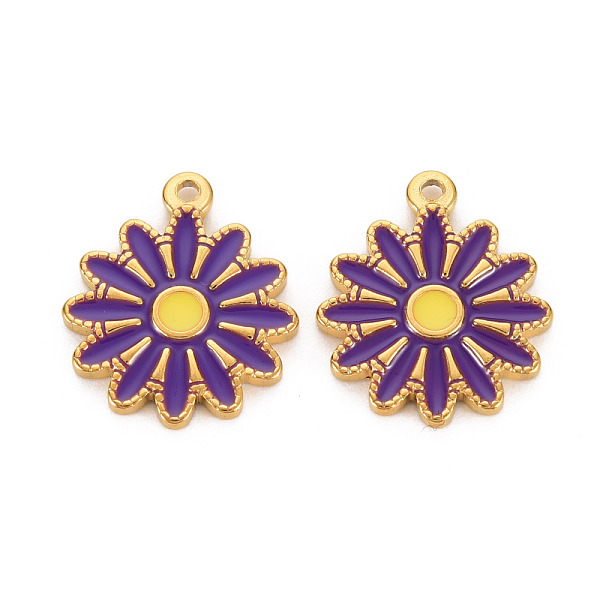 

PandaHall 304 Stainless Steel Enamel Pendants, Ion Plating(IP), Golden, Flower, Dark Violet, 18x15.5x2mm, Hole: 1.4mm Stainless Steel+Enamel...