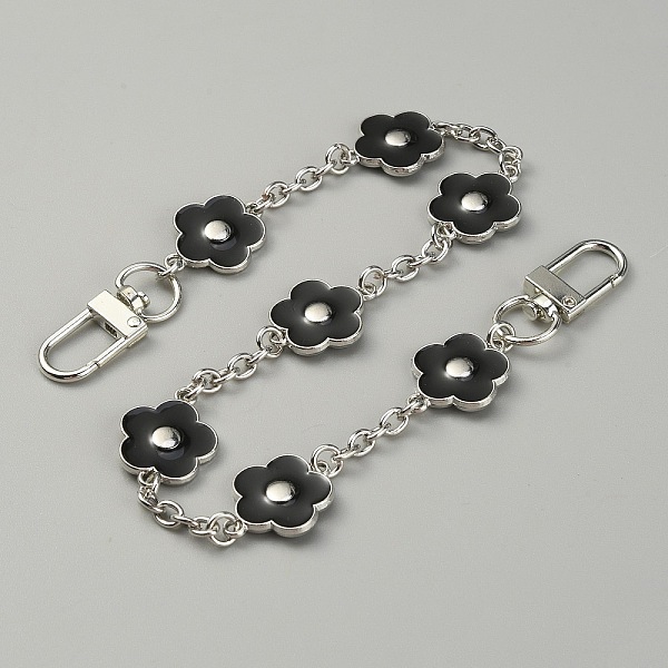 

PandaHall Alloy Enamel Bag Decorative Chains, Flower, Purse Replacement Accessories, Platinum, 35.5x0.45cm Alloy+Enamel Black