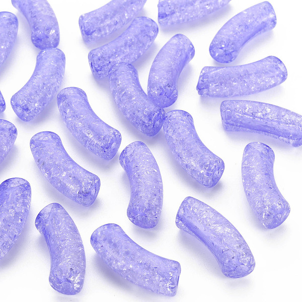 

PandaHall Transparent Crackle Acrylic Beads, Curved Tube, Lilac, 35x11.5x13.5mm, Hole: 3.5mm, about 148pcs/500g Acrylic Tube Purple