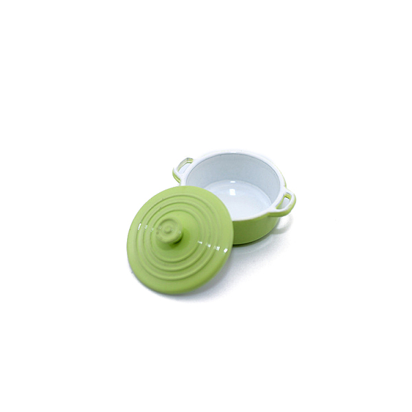 

PandaHall Mini Alloy Stockpot with Lid, for Dollhouse Accessories Pretending Prop Decorations, Yellow Green, 25x20x14mm Alloy Tableware