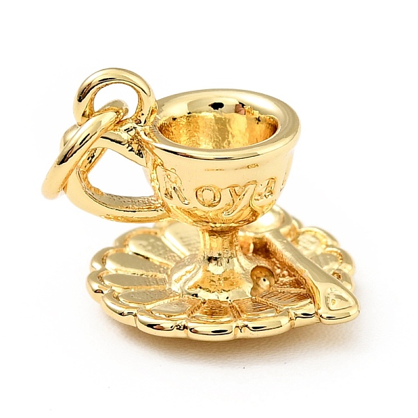 

PandaHall Brass Pendants, with Jump Rings, Cadmium Free & Lead Free, Cup with Saucer & Word Roya, Real 18K Gold Plated, 15mm, Hole: 3.3mm...