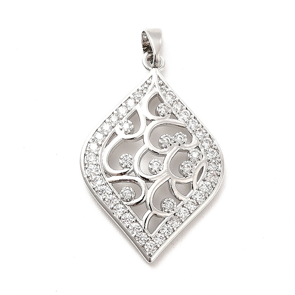 

PandaHall Brass Micro Pave Clear Cubic Zirconia Pendants, Leaf Charm, Real Platinum Plated, 30x19.5x3.5mm, Hole: 4x2.5mm Brass+Cubic...