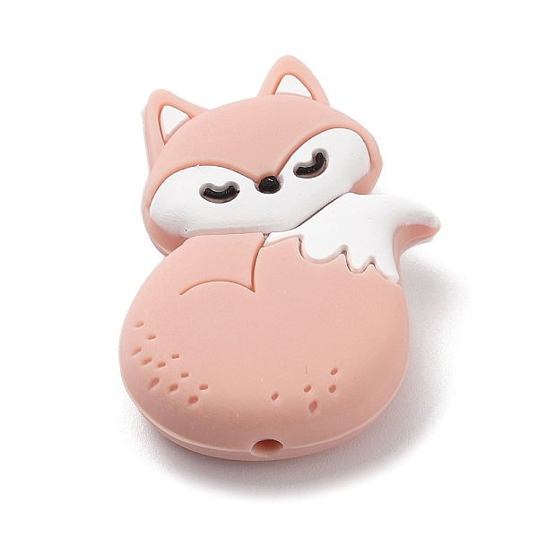 

PandaHall Fox Food Grade Silicone Focal Beads, Chewing Beads For Teethers, DIY Nursing Necklaces Making, Misty Rose, 34x24.5x9mm, Hole: 2mm...