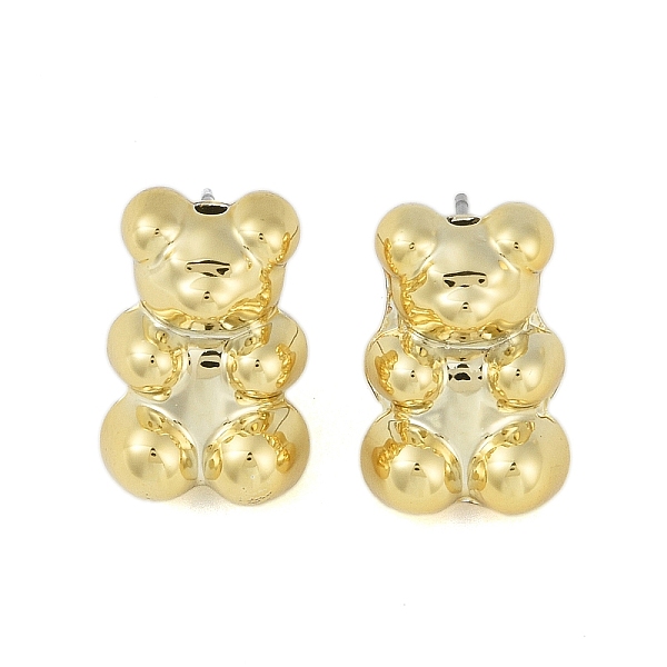 

PandaHall Bear CCB Plastic Stud Earrings for Women, with 304 Stainless Steel Pin, Golden, 18x12mm Plastic Bear