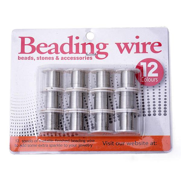 

PandaHall Round Copper Jewelry Wire, Silver, 26 Gauge, 0.4mm, about 9 Feet(3 yards)/roll, 12 rolls/box Copper Round Silver