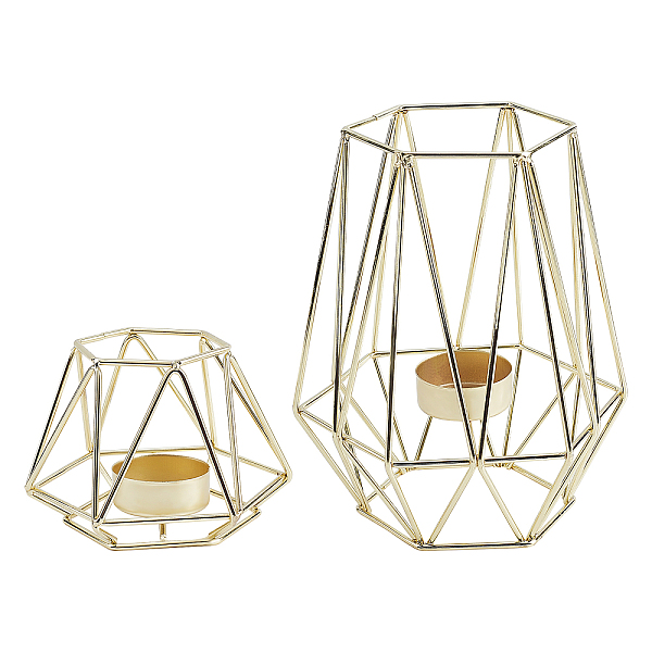 

PandaHall Olycraft Iron Hollow Candle Holder, Perfect Home Party Decoration, Golden, 2pcs/set Iron