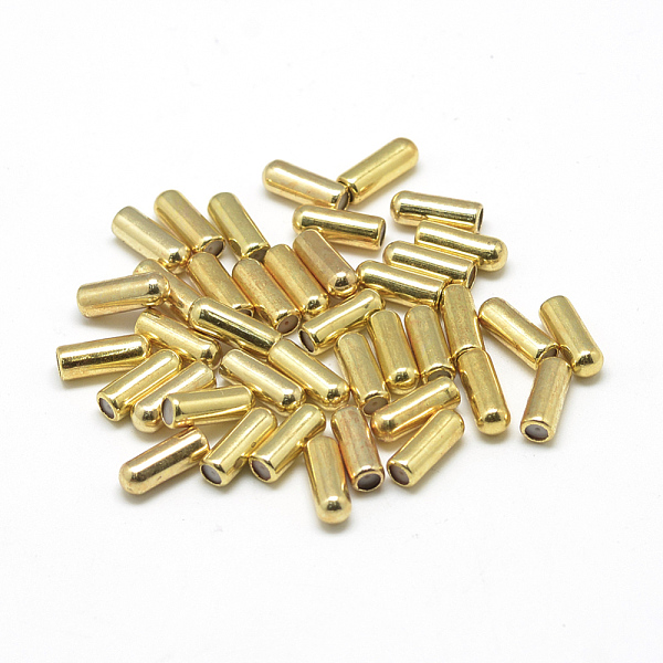 

PandaHall Brass Brooch Findings, Pin Cap, with Rubber Inside, Half Drilled, Golden, 10.5x4mm, Half Hole: 0.5mm Brass