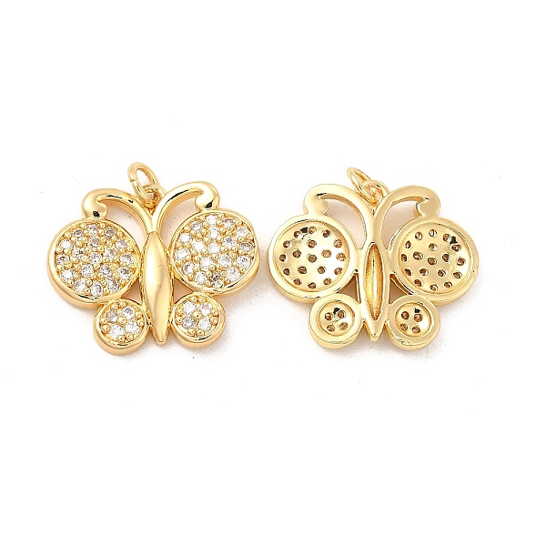 

PandaHall Brass Micro Pave Cubic Zirconia Pendants, with Jump Ring, Butterfly Charm, Golden, Clear, 18.5x22x3.5mm, Hole: 3mm Brass+Cubic...