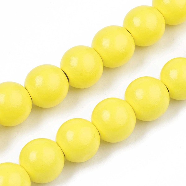 

PandaHall Spray Painted Natural Wood Beads Strands, Round, Yellow, 15~16x14~15mm, Hole: 3~4mm, about 25pcs/strand, 14.17 inch~14.45 inch...