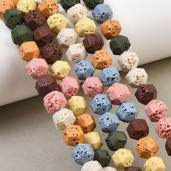 Brins de perles de pierre de lave synthétique