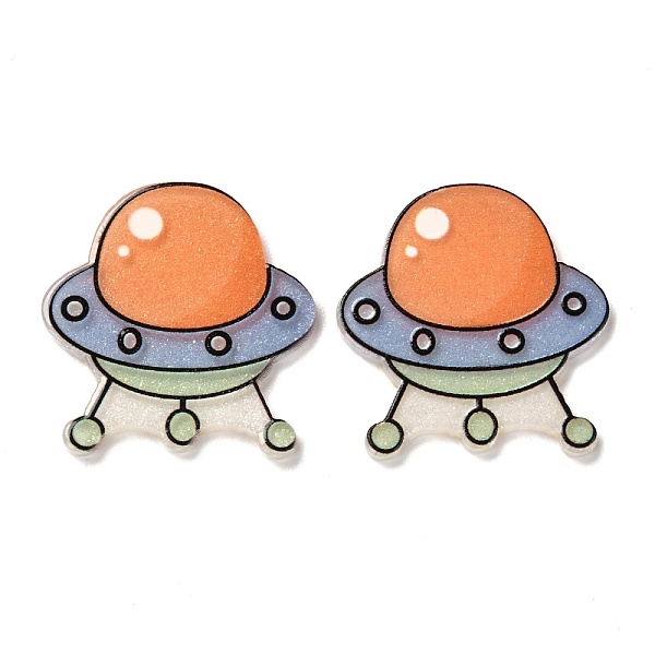 

PandaHall Cartoon Acrylic Cabochons, Flying Saucer, Orange, 27x26x2mm Acrylic Others Orange