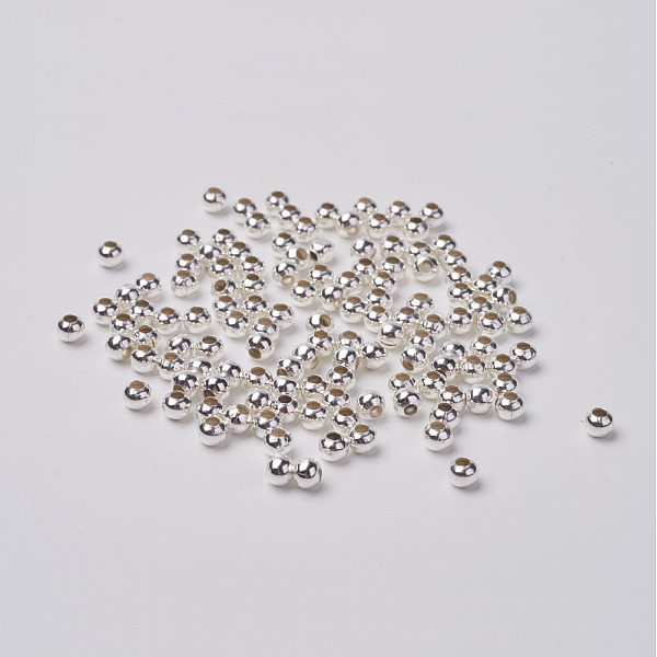 

PandaHall Iron Spacer Beads, Silver, Round, Lead Free, 3.2mm, Hole: 1mm, about 408pcs/20g Iron Round