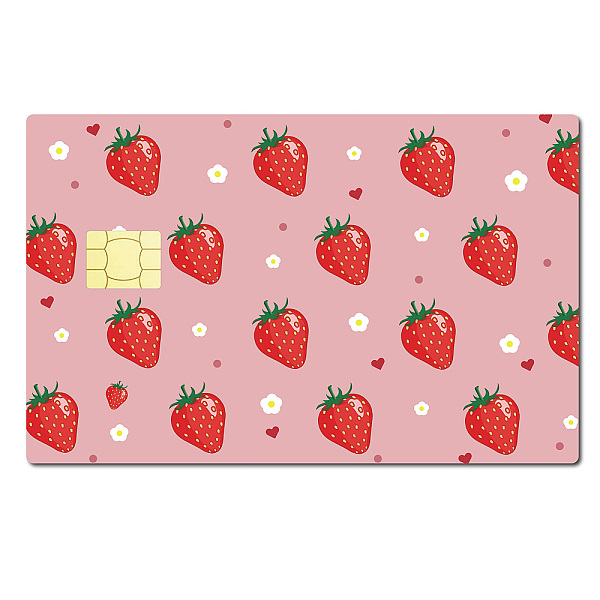 

PandaHall PVC Plastic Waterproof Card Stickers, Self-adhesion Card Skin for Bank Card Decor, Rectangle, Strawberry Pattern, 186.3x137.3mm...