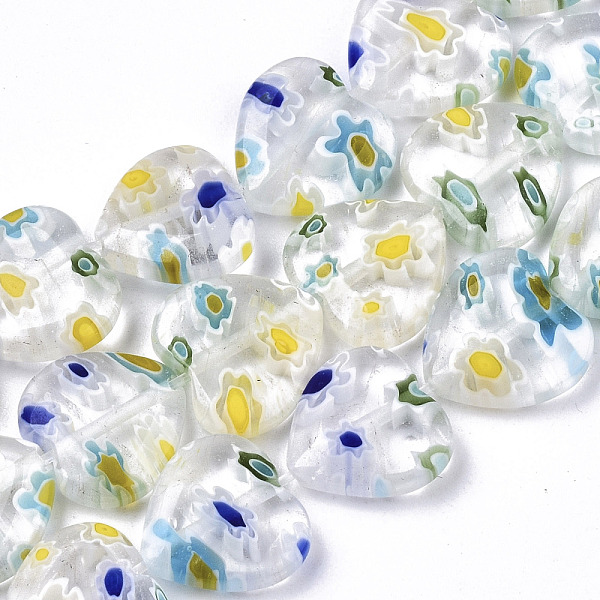 

PandaHall Handmade Millefiori Lampwork Beads Strands, Heart, White, 11~12x12x4~5mm, Hole: 1mm, about 32~33pcs/strand, 12.72 inch~13.78 inch...