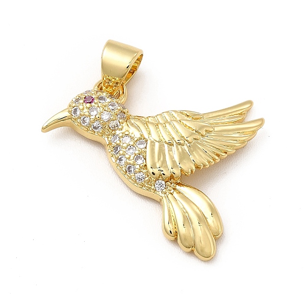 

PandaHall Rack Plating Brass Micro Pave Cubic Zirconia Pendants, Cadmium Free & Lead Free, Real 18K Gold Plated, Bird Charm, Clear...