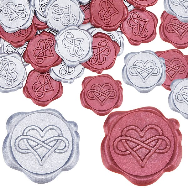 

PandaHall CRASPIRE 50Pcs 2 Styles Adhesive Wax Seal Stickers, For Envelope Seal, Heart, 30.8x30.8x2.2mm, 25pcs/style Wax Heart