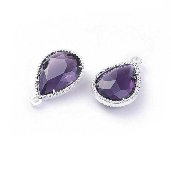 

PandaHall Glass Pendants, with Eco-Friendly Alloy Open Back Berzel Findings, Faceted, teardrop, Silver Color Plated, Indigo, 18x12x5mm, Hole..., Purple