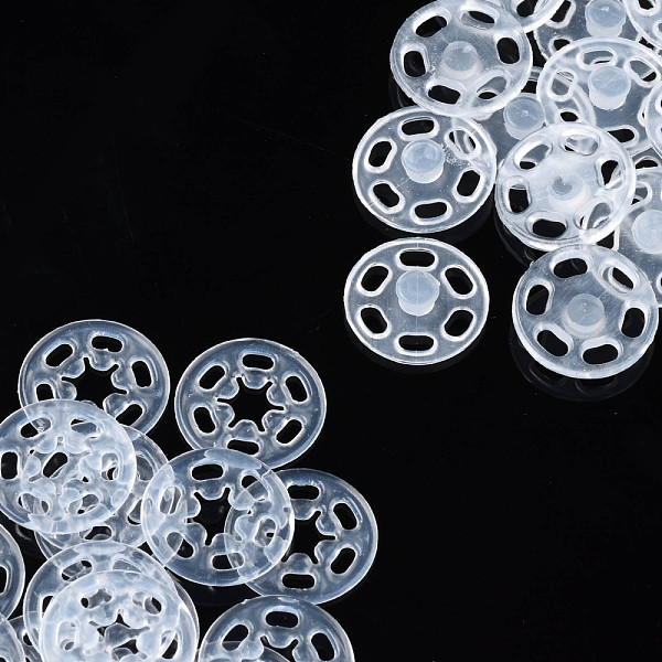 

PandaHall Transparent Resin Snap Fasteners, Flat Round, Clear, 14.5x4mm, Hole: 3.5mm Resin Flat Round Clear