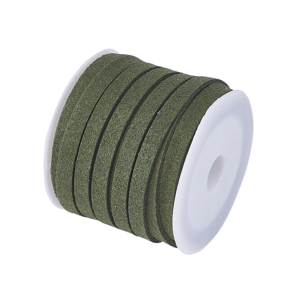 

PandaHall Faux Suede Cord, Faux Suede Lace, Olive, 5x1.5mm, about 5.46 yards(5m)/roll, 25rolls/bag Faux Suede Green